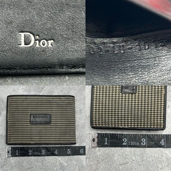 Dior Homme Black Houndstooth Bifold Wallet Canvas Leather Trim - Picture 12 of 15